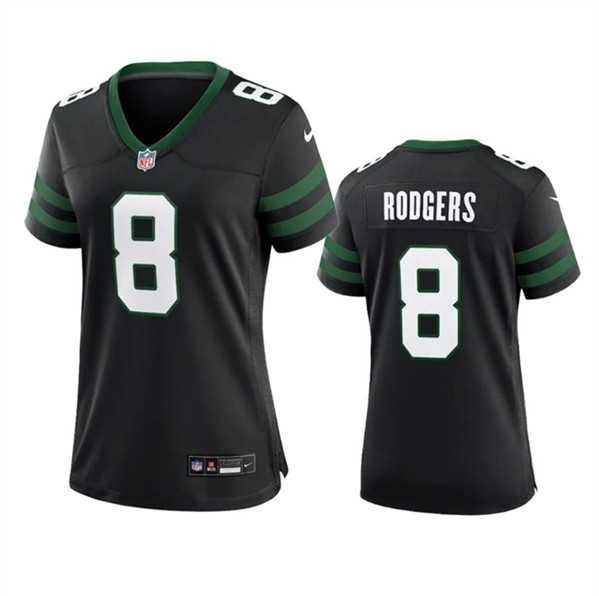 Womens New York Jets #8 Aaron Rodgers Black 2024 Stitched Jersey Dzhi